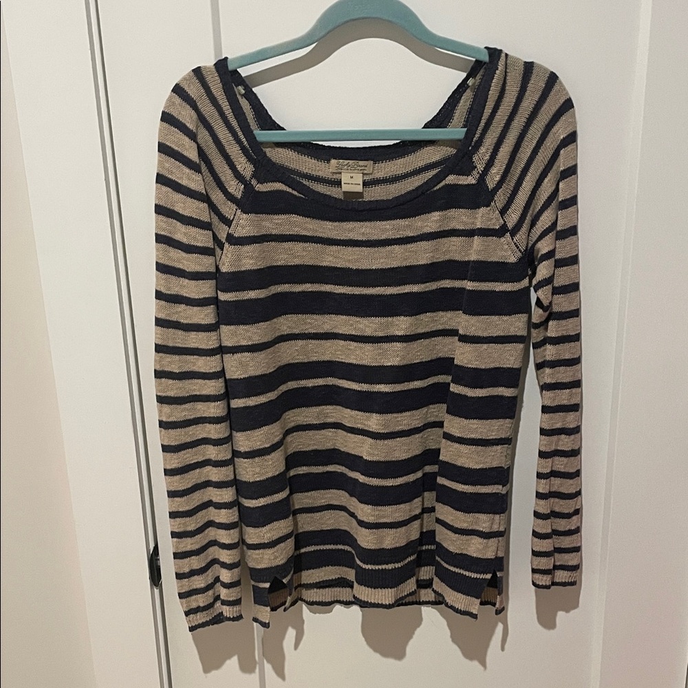 Striped Navy and Tan Sweater